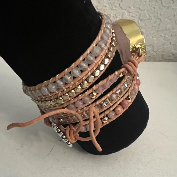 NEW $44 ANANTA STONES "Love Chakra" Rose Quartz Beaded Wrap Bracelet - Picture 3 of 4